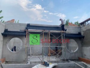Hình ảnh thi công ngói nhựa âm dương cho mái hiên, mái che cửa sổ, cửa đi